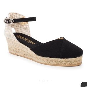 Biankina girona eco canvas vegan espadrille wedge in black